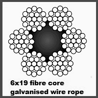 6x19 fibre core galvanized rope